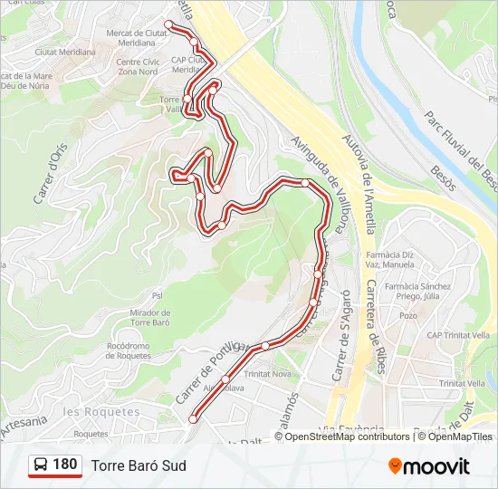 180 Bus Line Map