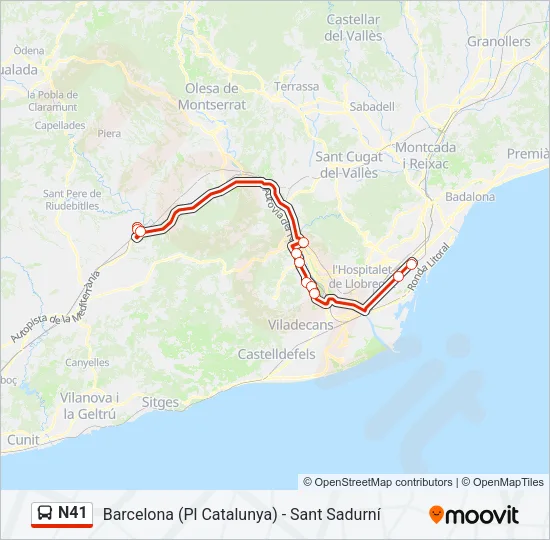 N41 bus Mapa de línia