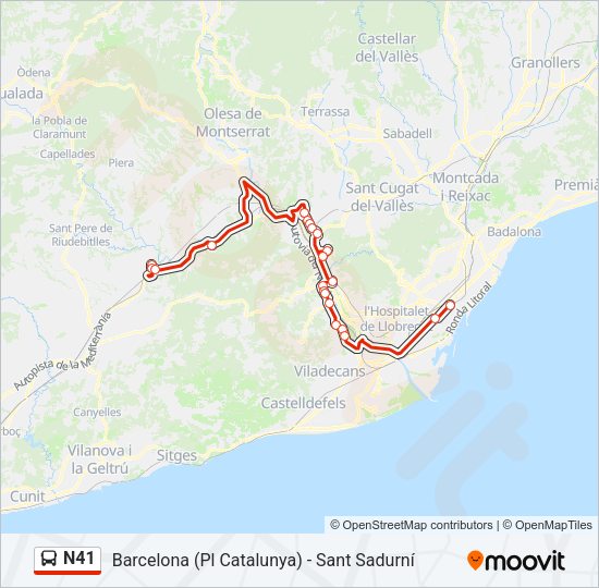 N41 Bus Line Map