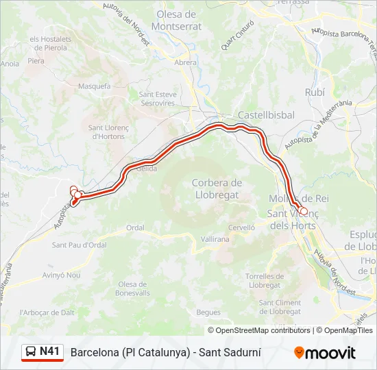 N41 Bus Line Map