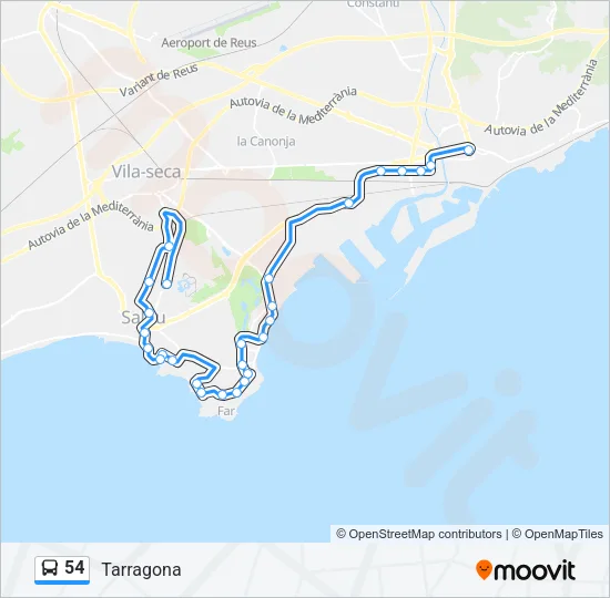 54 Bus Line Map