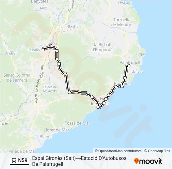 N59 Bus Line Map
