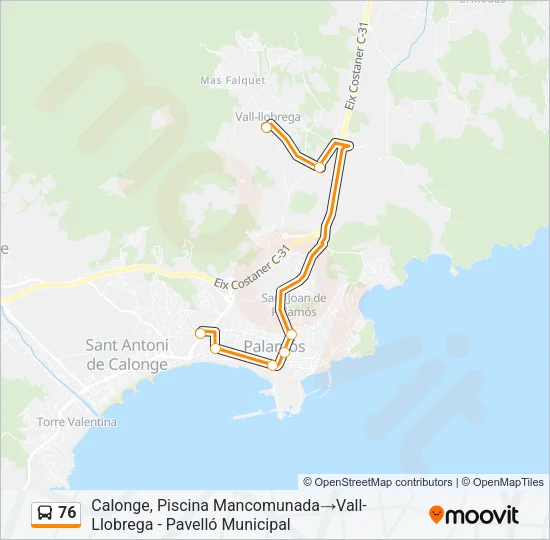 76 Bus Line Map