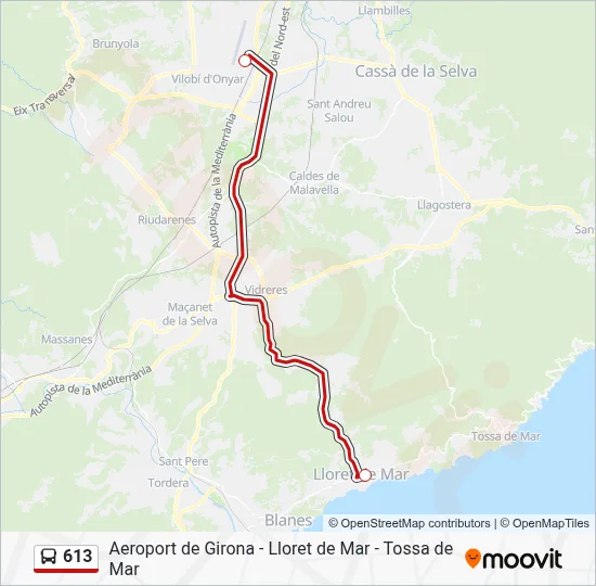 613 Route: Schedules, Stops & Maps - Estació D'Autobusos De Lloret De ...