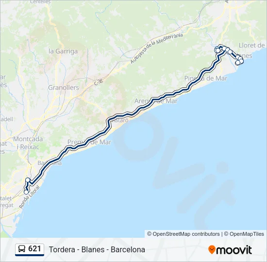 621 Bus Line Map