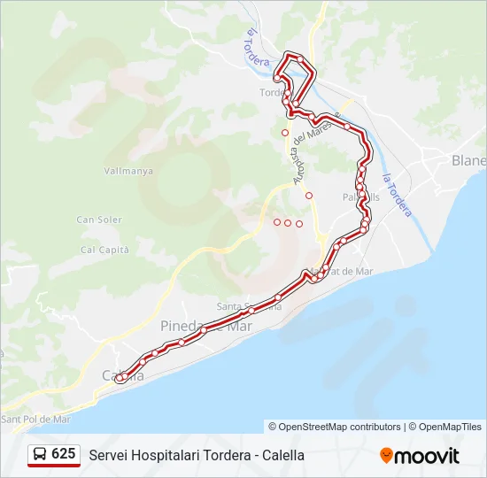 625 Bus Line Map