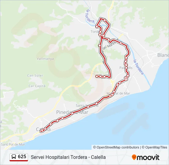 625 Bus Line Map