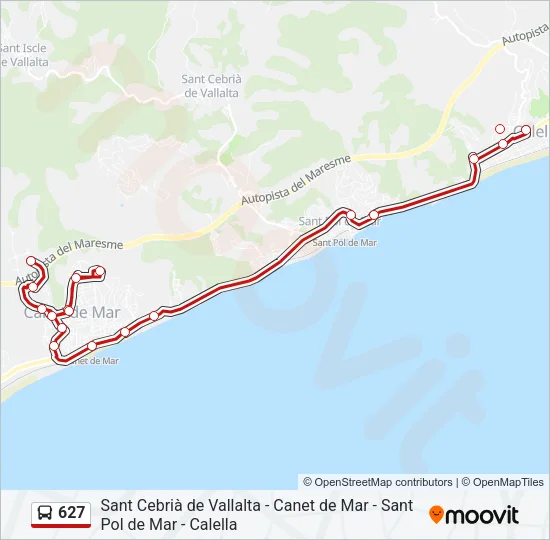 627 Bus Line Map