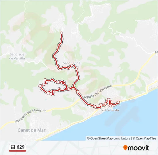 629 Bus Line Map