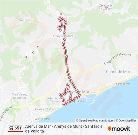 651 Bus Line Map