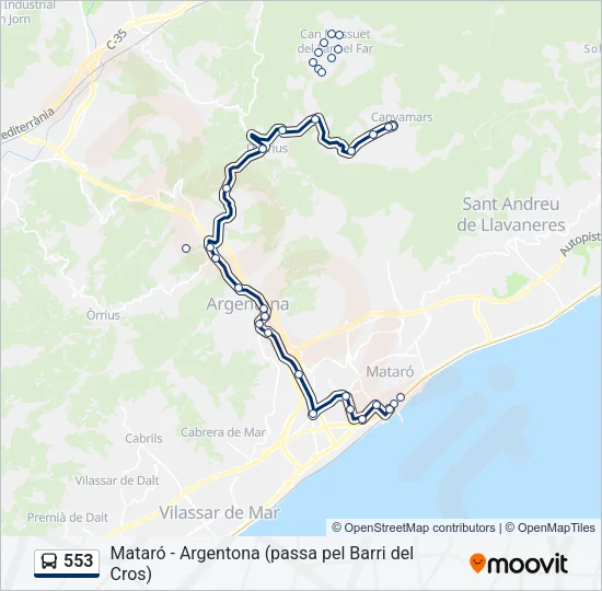 553 Bus Line Map