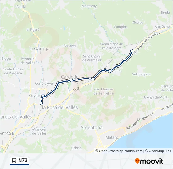 N73 Bus Line Map
