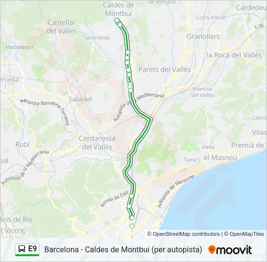 E9 Bus Line Map