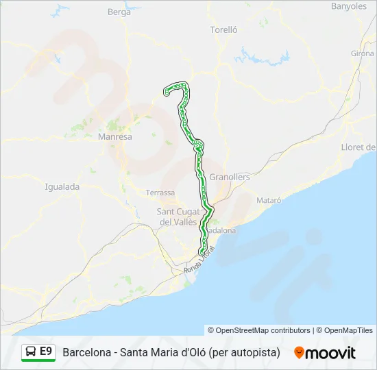 E9 Bus Line Map