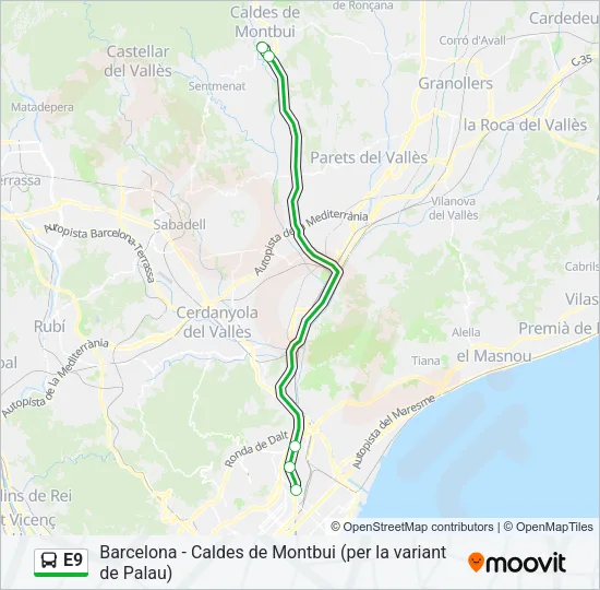 E9 Bus Line Map