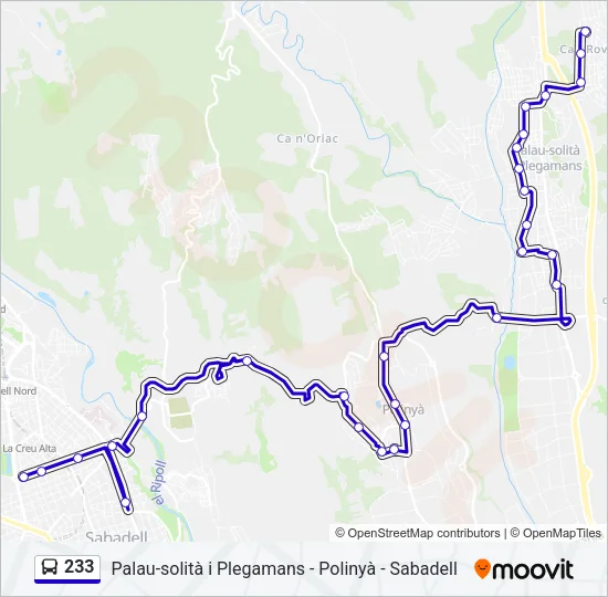 233 Bus Line Map