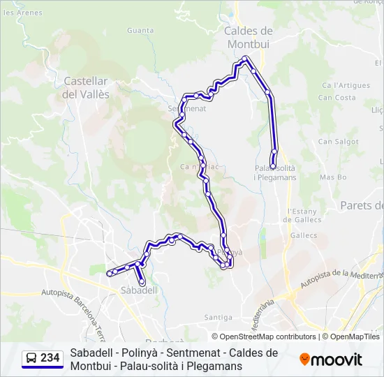 234 Bus Line Map