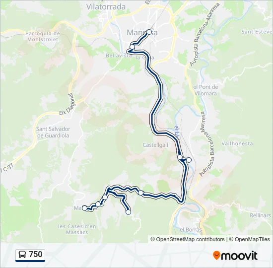 750 Bus Line Map
