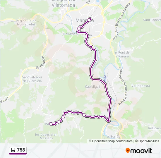 758 Bus Line Map