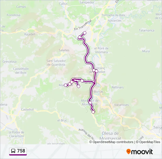 758 bus Mapa de línia