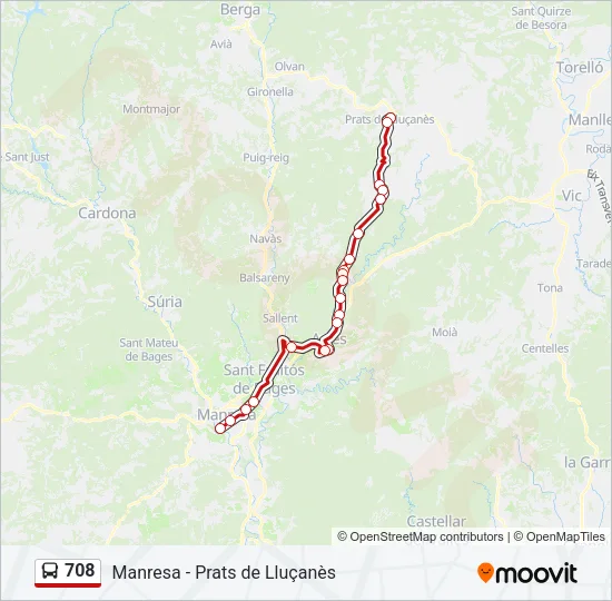 708 Bus Line Map