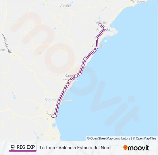 REG EXP Train Line Map