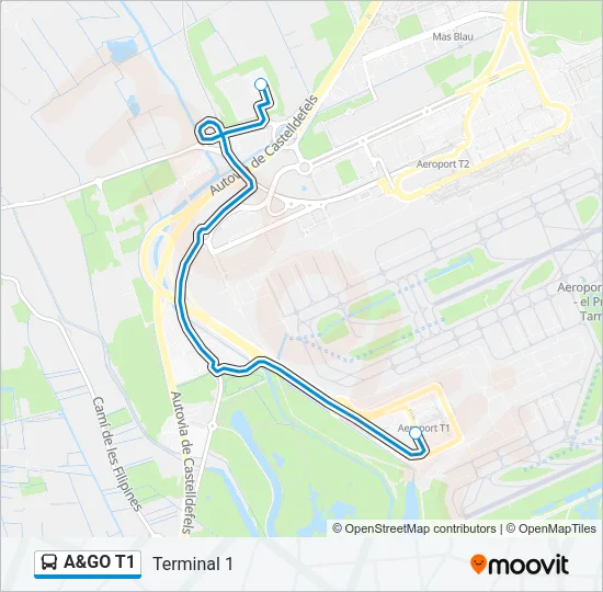 A&GO T1 Bus Line Map
