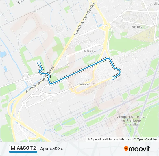 A&GO T2 Bus Line Map