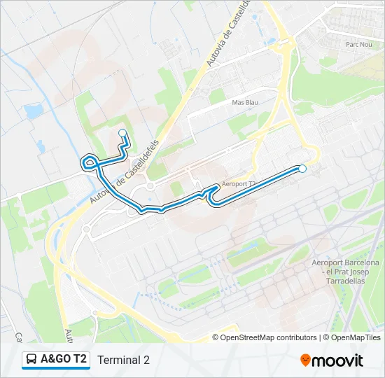 A&GO T2 Bus Line Map