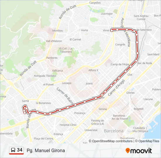 34 Bus Line Map