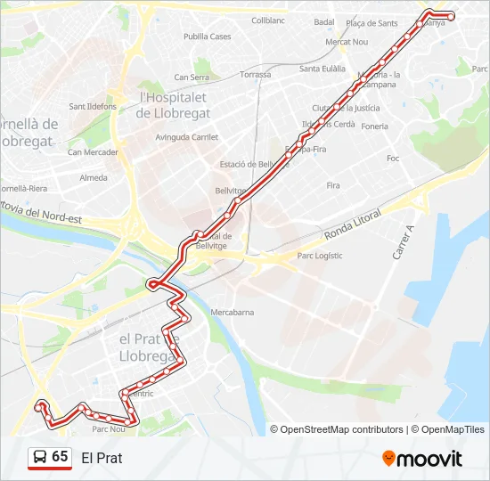 65 Bus Line Map