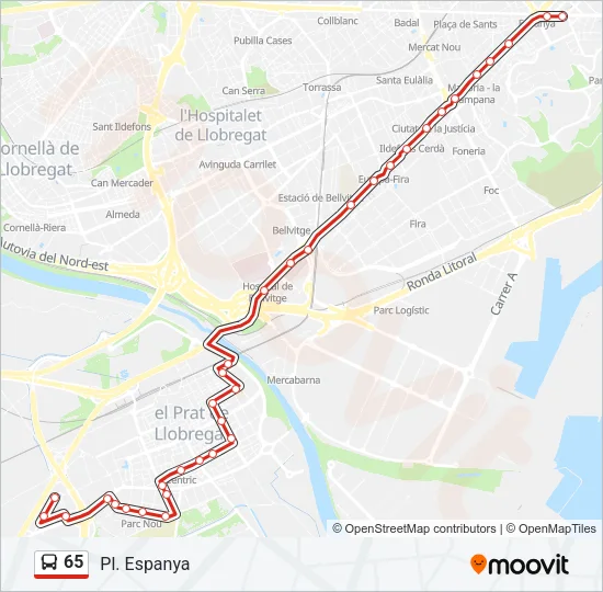 65 Bus Line Map