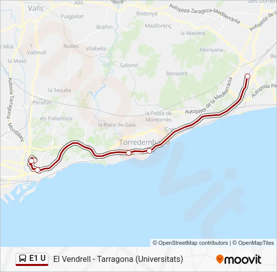 E1 U Bus Line Map
