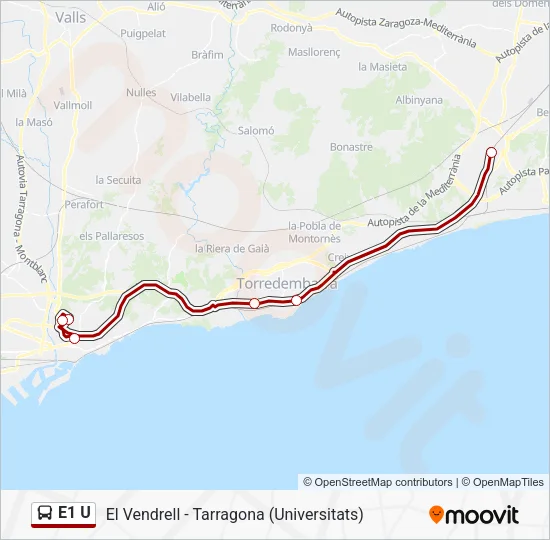 E1 U Bus Line Map