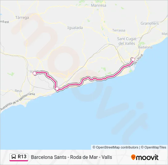 R13 Bus Line Map
