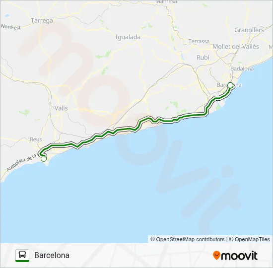 BARCELONA - PORT AVENTURA Bus Line Map
