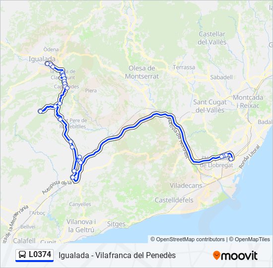 L0374 bus Mapa de línia