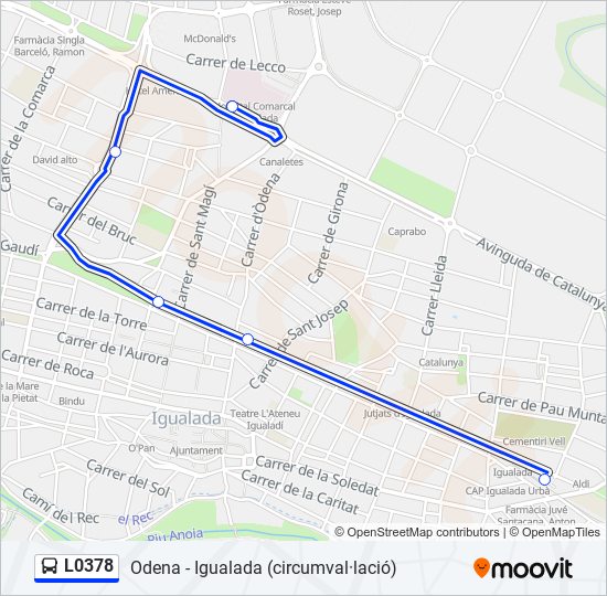 L0378 bus Mapa de línia