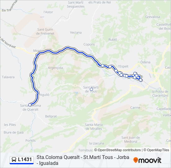 L1431 bus Mapa de línia