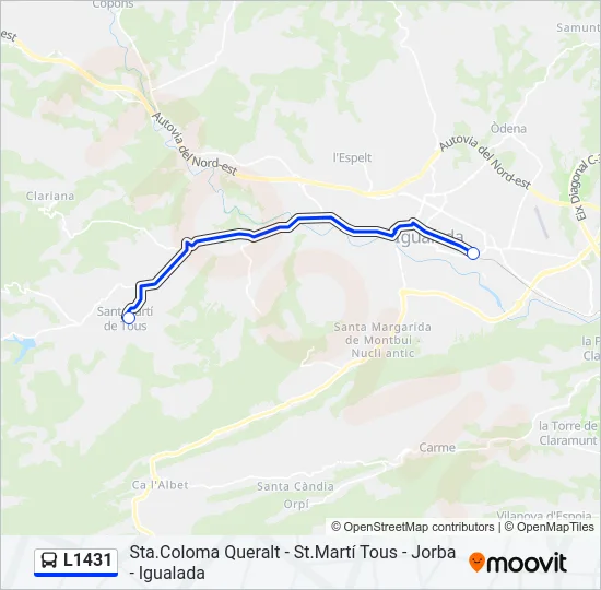 L1431 Bus Line Map