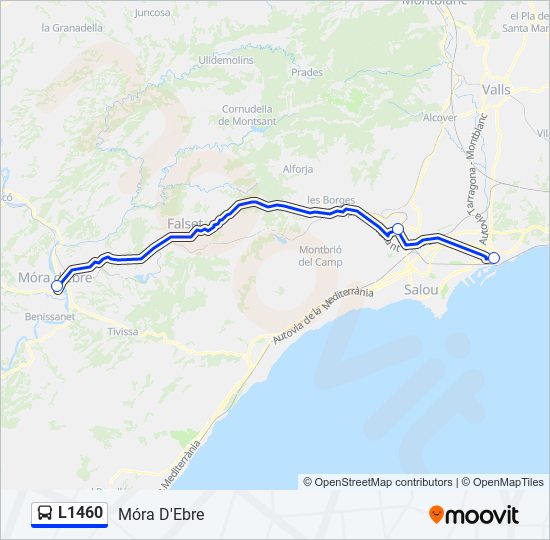 L1460 bus Mapa de línia