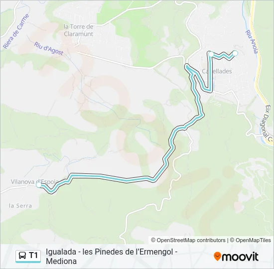 T1 Bus Line Map