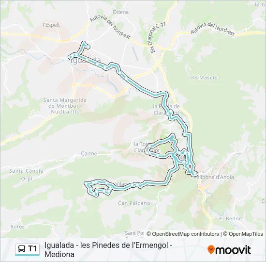 T1 Bus Line Map