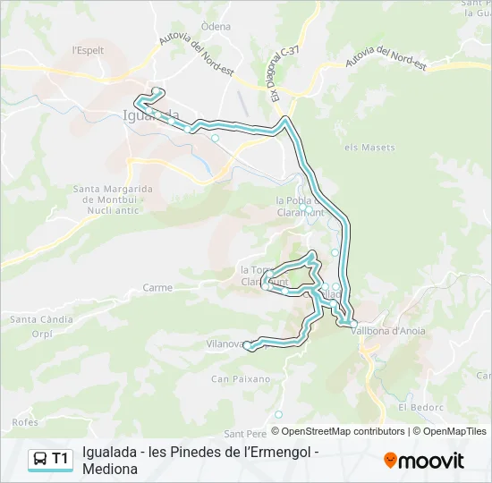 T1 Bus Line Map