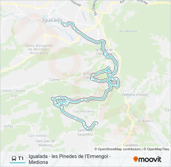 T1 Bus Line Map