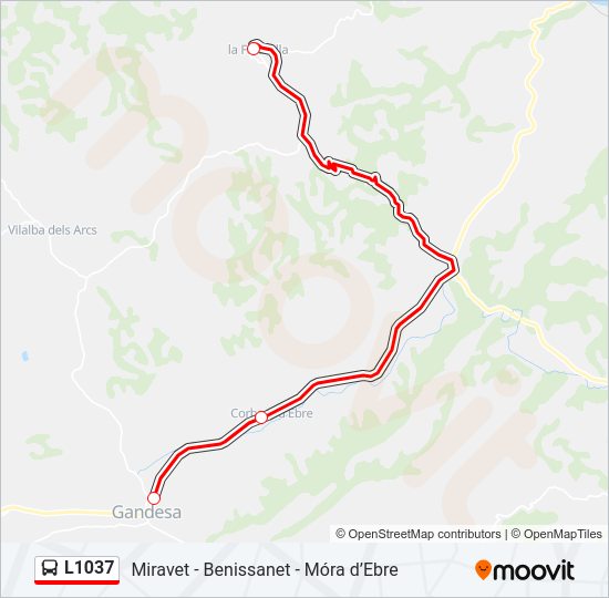 Mapa de L1037 de autobús