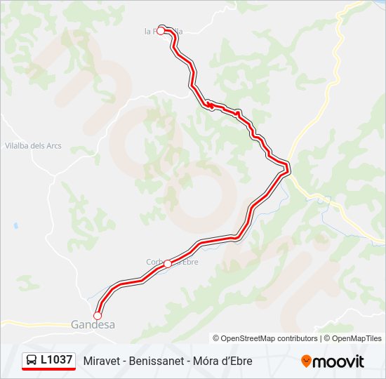 Mapa de L1037 de autobús