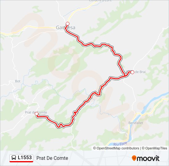 Mapa de L1553 de autobús