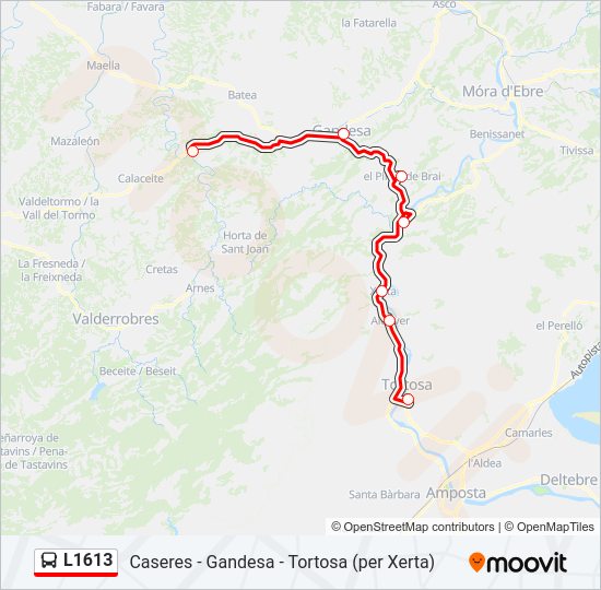 Mapa de L1613 de autobús