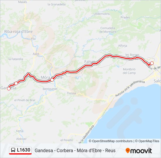 Mapa de L1630 de autobús